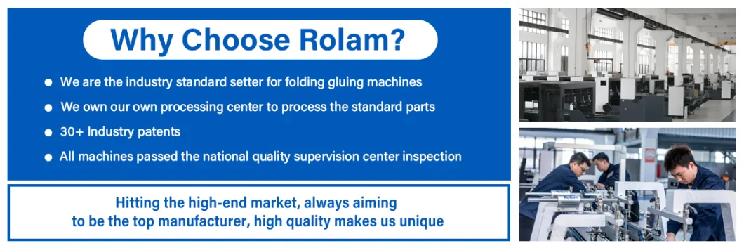 Rolam as Small Box Folder Gluer Paper Box Folding Gluing Making Machine for Coffee Cup Sleeve 4 Folds Pre-Folding Automatic Folder Gluer Machine for Cardboard