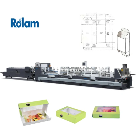 Automatic Straight Line 6 Points High Speed 4 Corner Tray Cardboard Box Carton Folding Gluing Machine Folder Gluer